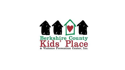Berkshire County Kids' Place logo with four houses, three filled in with black and one green house with a heart inside of it