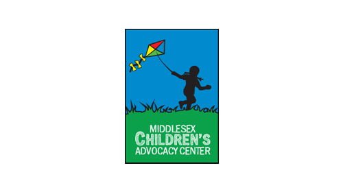 Middlesex Children's Advocacy center logo with black stick figure flying multi-colored kite