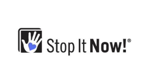 Stop It Now logo with a hand with a heart on it